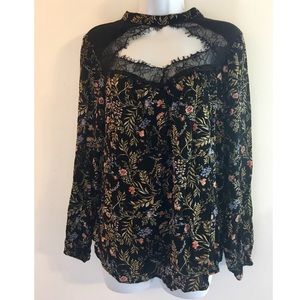 Gypsies & Moondust  Long Sleeve Floral Print Top